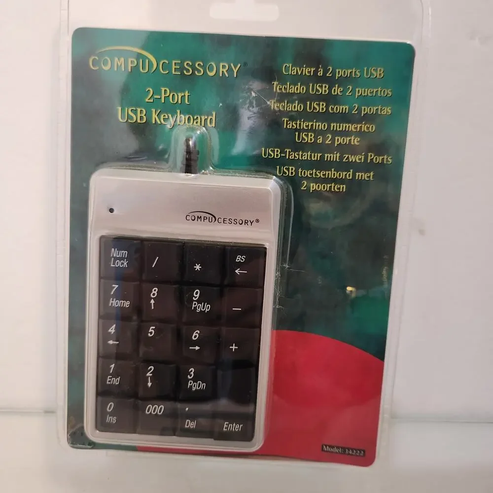 Compu Cessory 2 port USB Keyboard Model 34222 NIP
